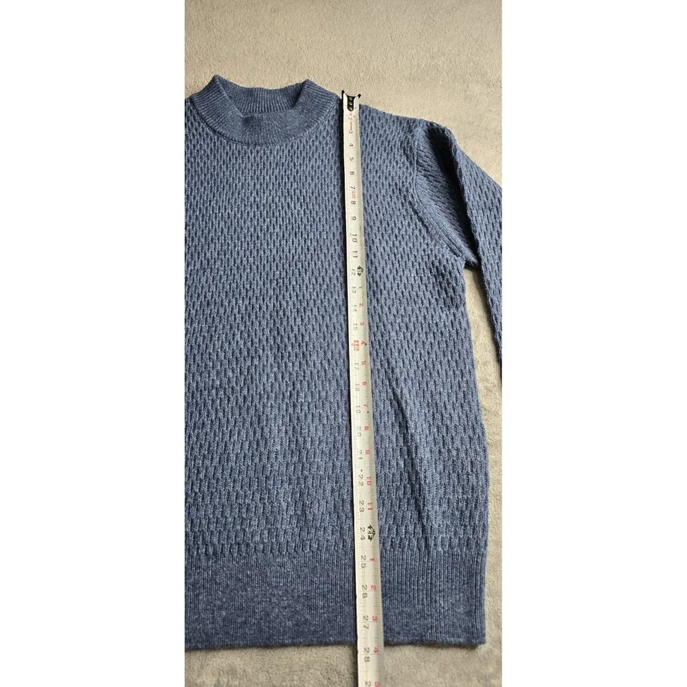 Line of Trade Sweater Mens Large Blue Wool Blend Cable Knit Long Sleeve Pullover